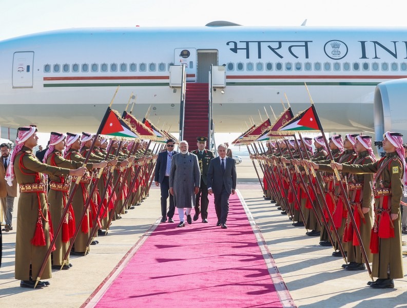 In Images: Narendra Modi arrives in Jordan