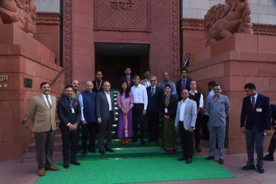 Former British PM Rishi Sunak visits Indian Parliament House with his family