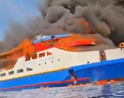 Indonesia: Three die as massive fire breaks out on ferry, passengers jump into water to save themselves