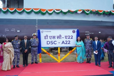 Titagarh Rail Systems Limited launches third Diving Support Craft for Indian Navy