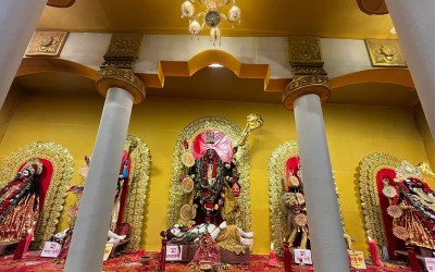 In Images: Pancha Kali worshipped in a pandal in Jadavpur, Kolkata