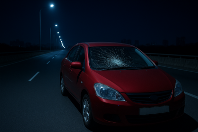 Horror on Noida expressway past midnight! Journalist's car smashed as two men chase her in terrifying ordeal