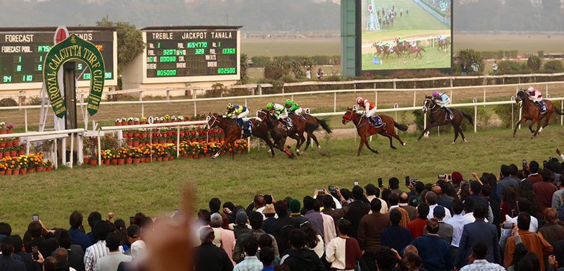 The Kolkata Derby horse races held at the Royal Calcutta Turf Club (RCTC) in Kolkata 1st January 2026