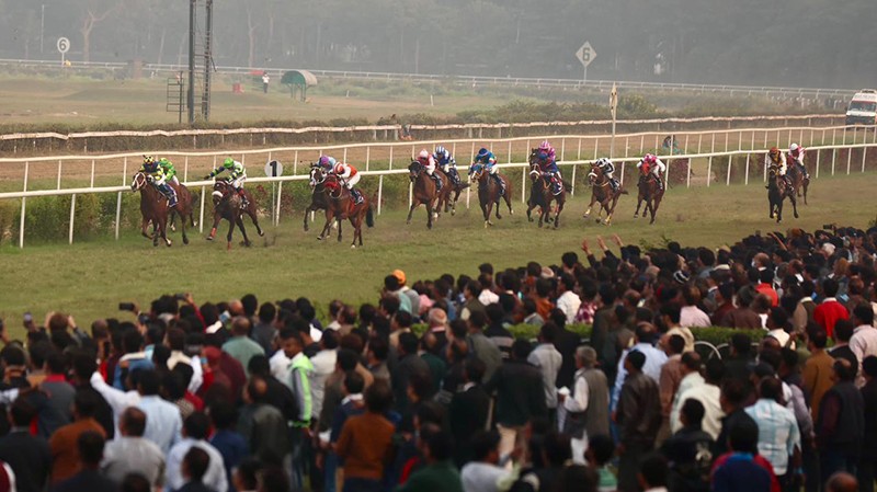 The Kolkata Derby horse races held at the Royal Calcutta Turf Club (RCTC) in Kolkata 1st January 2026