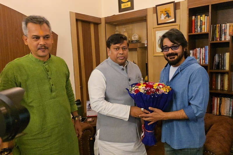 In images: BJP leader Sukanta Majumdar meets Prosenjit Chatterjee