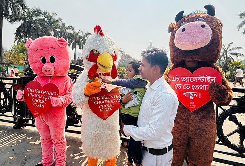 In Images: Love gets a vegan twist as activists hit the streets