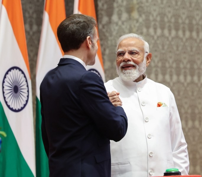 In Images: PM Modi, Emmanuel Macron hold talks during French President’s India visit