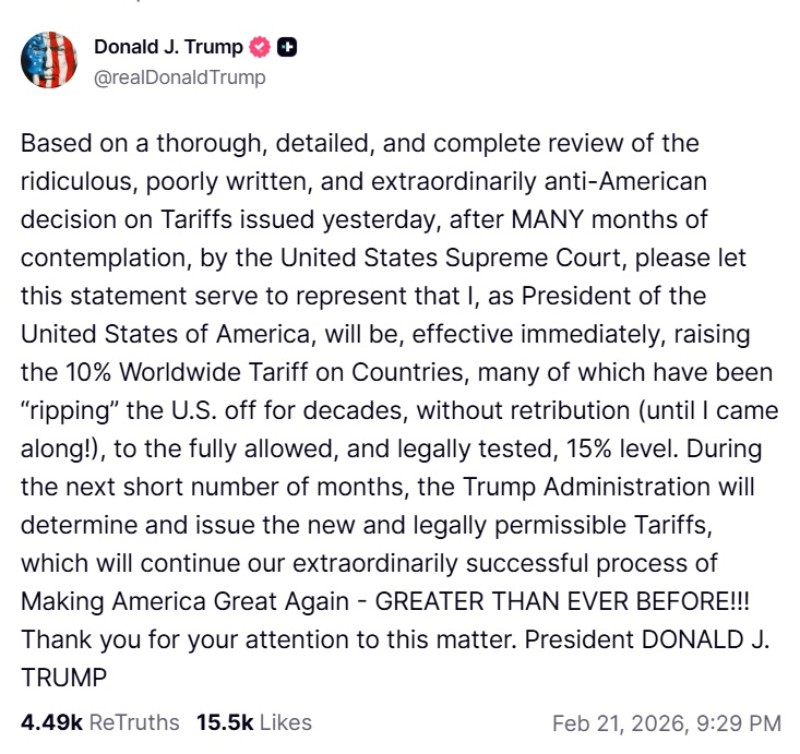 Trump escalates global tariffs a day after Supreme Court blocks his use of emergency trade powers.