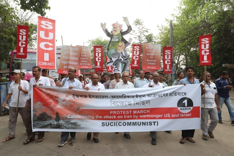 In Images: Leftist SUCI protests in Kolkata against US-Israel led strikes that killed Iran’s Supreme Leader Khamenei