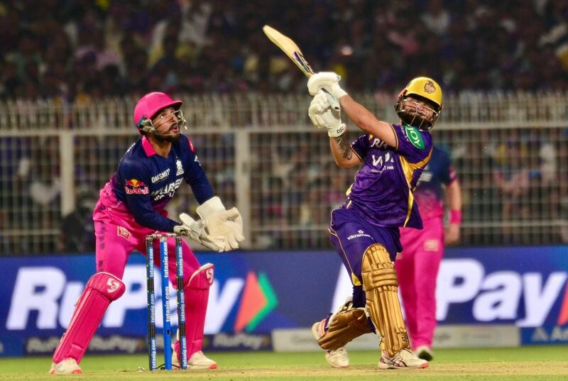 In Images: KKR ​battle​ RR at Eden Gardens as ​they ​hunt for first season win