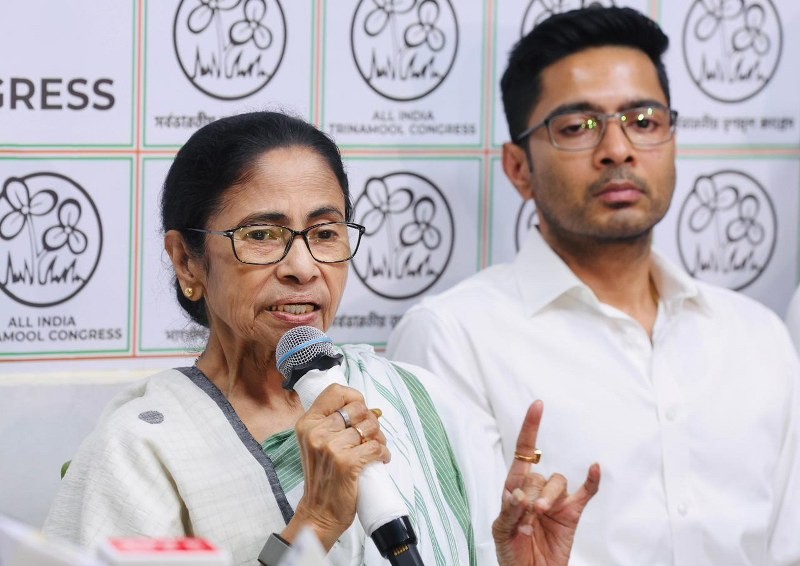 In Images: Mamata Banerjee, Abhishek Banerjee address media after Bengal poll defeat