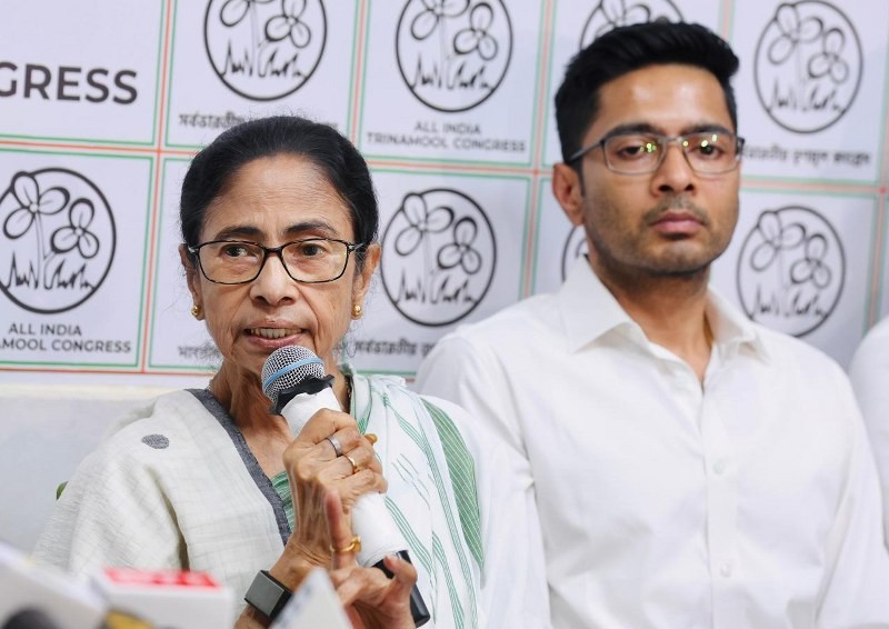 In Images: Mamata Banerjee, Abhishek Banerjee address media after Bengal poll defeat