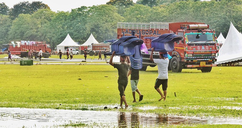 BJP swearing-in preparations underway at Kolkata's Brigade Parade Ground