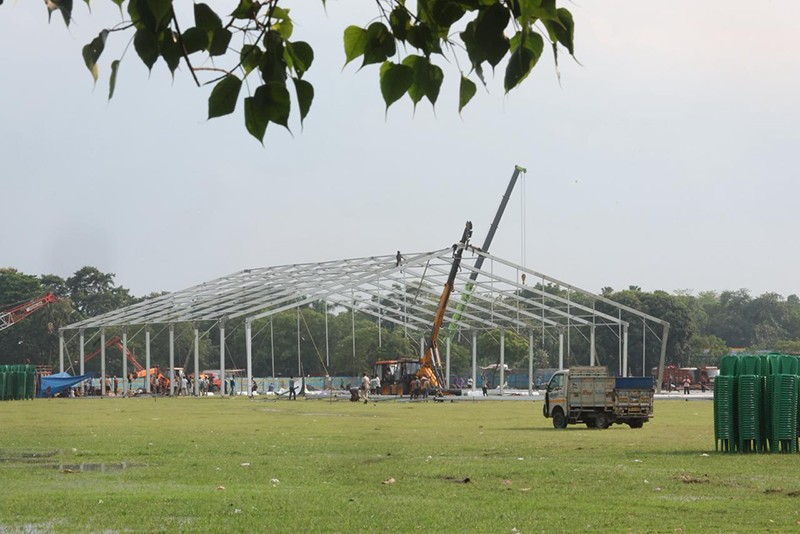 BJP swearing-in preparations underway at Kolkata's Brigade Parade Ground