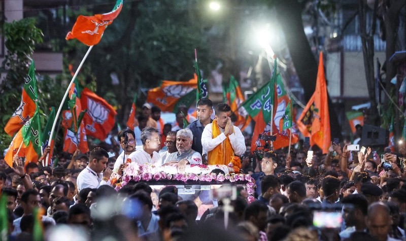 In Images: CM Suvendu Adhikari leads victory rally in Bhabanipur after historic Bengal win