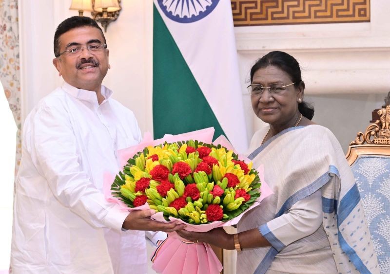 In Images: Suvendu Adhikari meets President Murmu, Rajnath Singh in power-packed first Delhi visit as Bengal CM