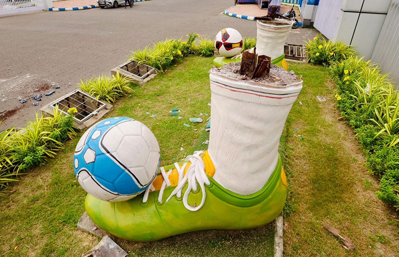 In Images: Mamata Banerjee-designed controversial Salt Lake Stadium statue torn down in Kolkata