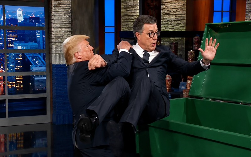 Trump posted an AI video mocking Stephen Colbert shortly after the comedian’s emotional Late Show farewell.