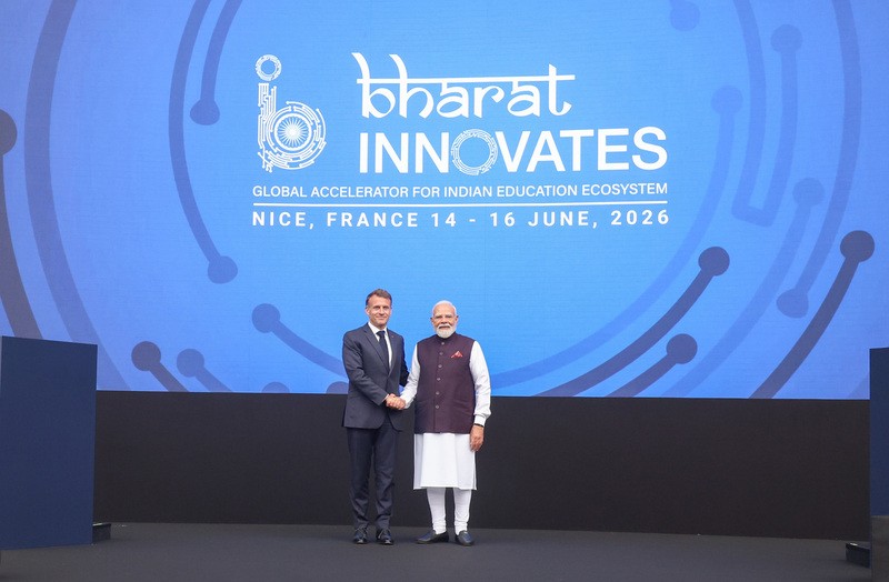 In Images: Modi and Macron at the inauguration of the ‘Bharat Innovates’ event in France