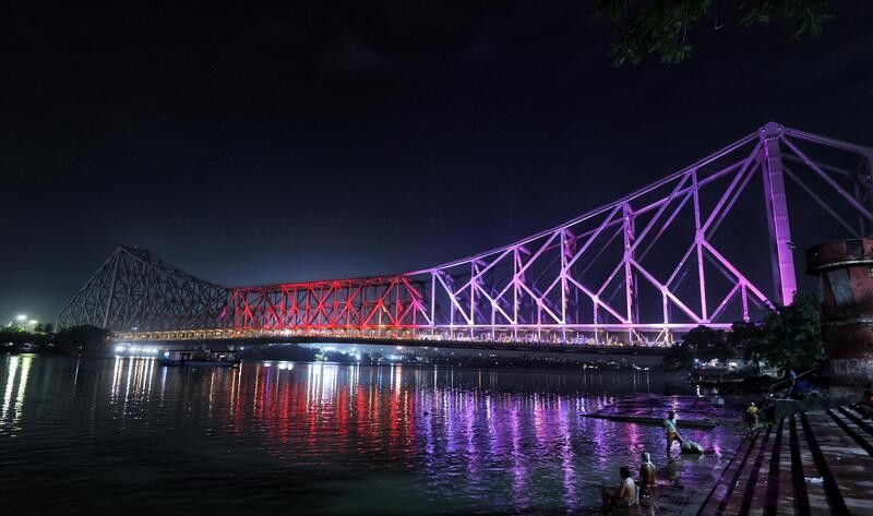 In Images: Kolkata’s Howrah Bridge lights up ahead of 3,000-drone show
