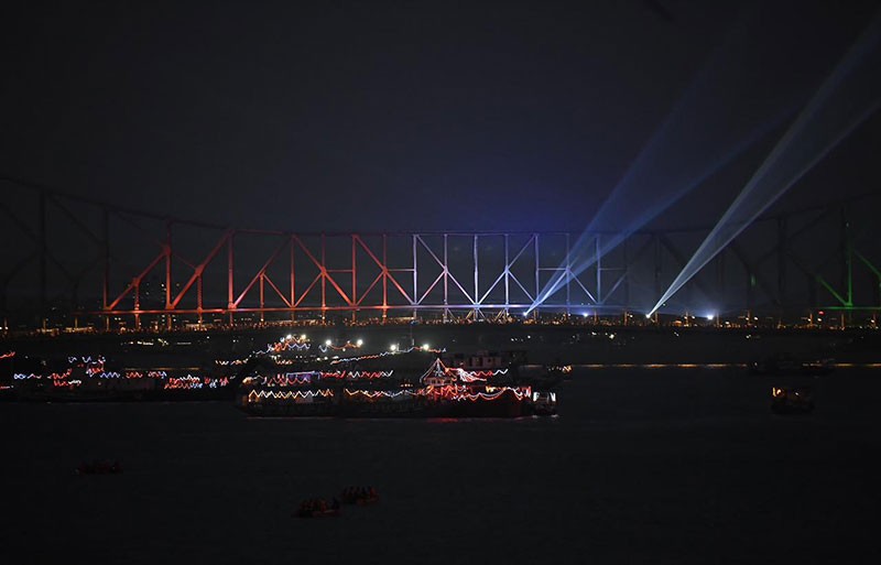 Kolkata dazzles with spectacular laser show on Howrah Bridge ahead of International Yoga Day