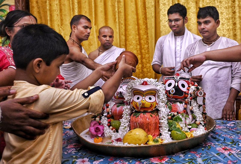 In Images: Kolkata temple celebrates Lord Jagannath’s Snana Yatra