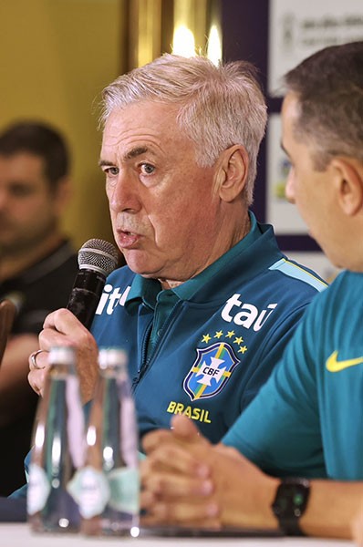 In Images: Brazil coach Carlo Ancelotti and captain Marquinhos meet press in Kolkata