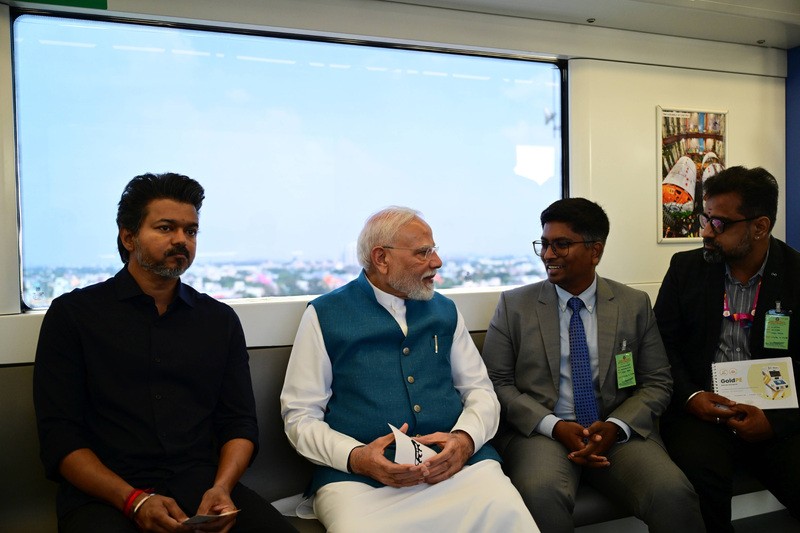 In Images: PM Modi takes Chennai Metro ride with Tamil Nadu CM Vijay