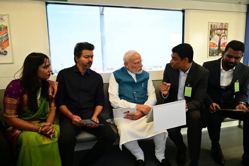 In Images: PM Modi takes Chennai Metro ride with Tamil Nadu CM Vijay