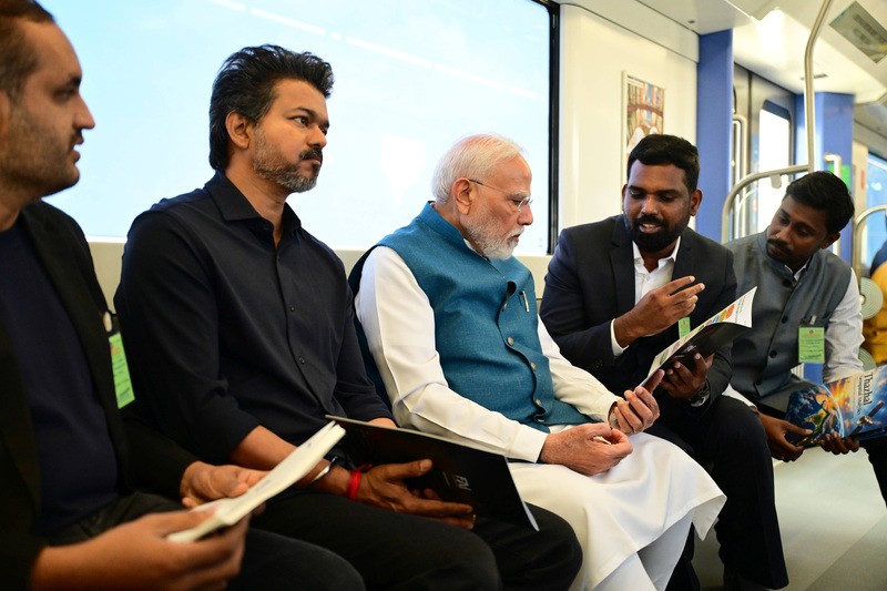 In Images: PM Modi takes Chennai Metro ride with Tamil Nadu CM Vijay