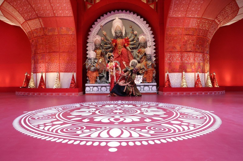 In Images: Kolkata celebrates Durga Puja with traditional dance at Indian Museum pandal