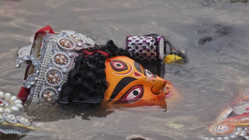 In Images: Sindoor Khela, idol immersion mark Bijoya Dashami in Kolkata