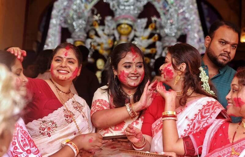 In Images: Sindoor Khela, idol immersion mark Bijoya Dashami in Kolkata