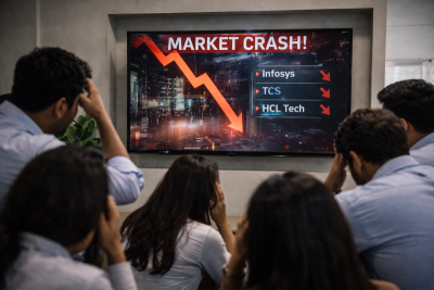AI panic hits Dalal Street! IT giants tumble 6%, Sensex crashes 700 points