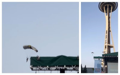 How did they do it? Two men scale Space Needle barrier before BASE jump, police launch search