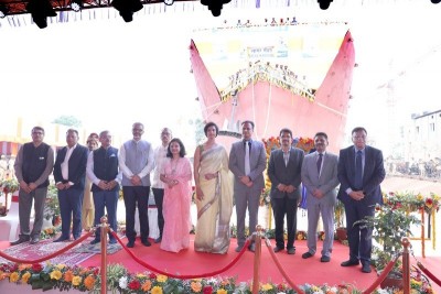Garden Reach Shipbuilders and Engineers launches Sagar Manthan ocean research vessel for NCPOR