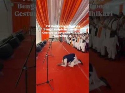 PM Modi Kneels, Bows to Bengal People in Emotional Gesture At Suvendu Swearing-in