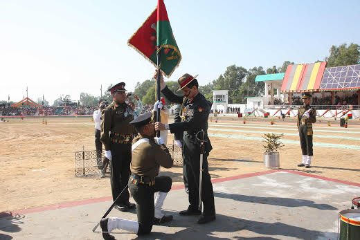 Army Chief gives away 'President's Standards' to 50 and 84 Armoured Regiments 