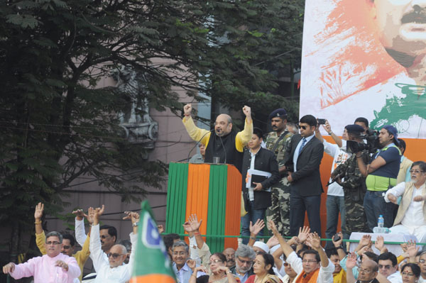 Amit Shah addresses rally in Kolkata