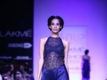 Geeta Basra walks for Sougat Paul at Lakme Fashion Week
