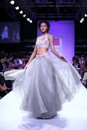 Nargis Fakhri walks for Anushree Reddy at Lakme Fashion Week