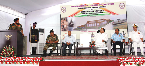 Defence Minister lays foundation stone for HQ IDS Building 