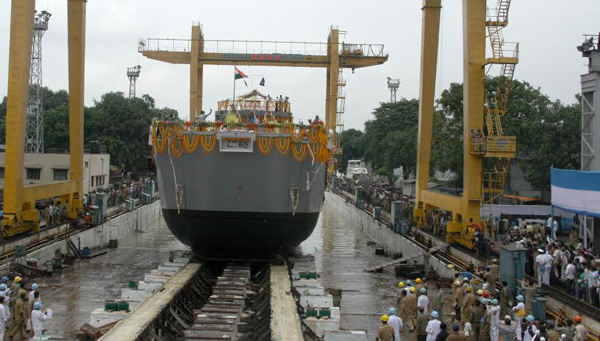 GRSE launches Landing Craft Utility for Indian Navy