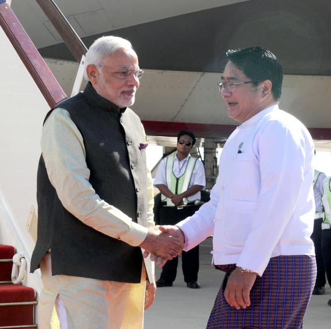 Narendra Modi arrives in Nay Pyi Taw