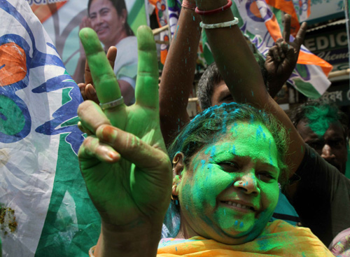 TMC supporters celebrate victory