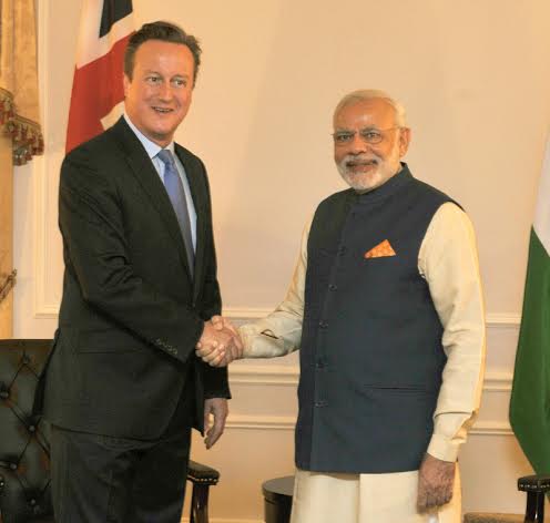 PM Modi meets UK PM David Cameroon 