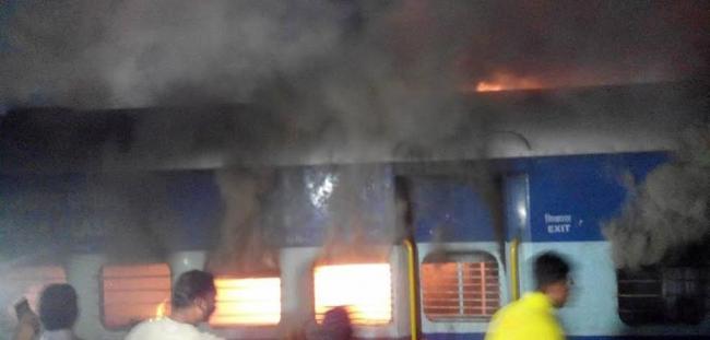 Three trains catch fire in Puri, one person detained