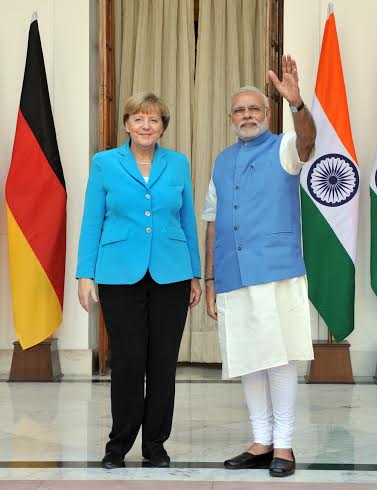 The German Chancellor, Dr. Angela Merkel with the Prime Minister, Narendra Modi,