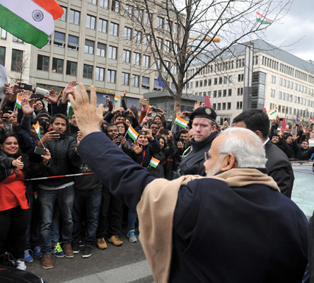 Narendra Modi addressing at the Community Reception, at Berlin, in Germany