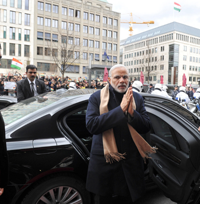 Narendra Modi addressing at the Community Reception, at Berlin, in Germany